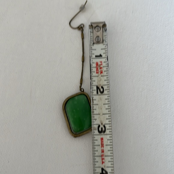 Jade and Brass Earrings - Picture 4 of 6